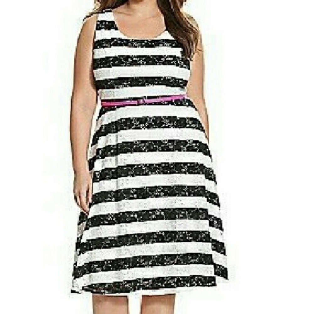 *Lane Bryant Black & White Striped Dress - Size 20